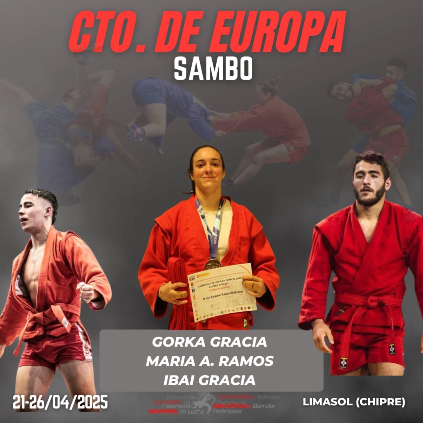 Tres navarros en el Campeonato de Europa S&eacute;nior de Sambo